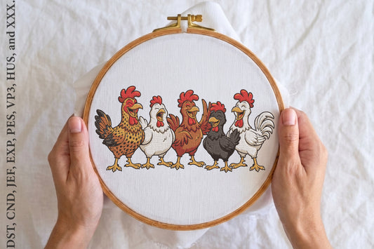 Funny Chicken Embroidery Design – Cute Funny Chicken Machine Embroidery Pattern, Farm Animal & Country Embroidery Design