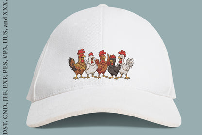 Funny Chicken Embroidery Design – Cute Funny Chicken Machine Embroidery Pattern, Farm Animal & Country Embroidery Design