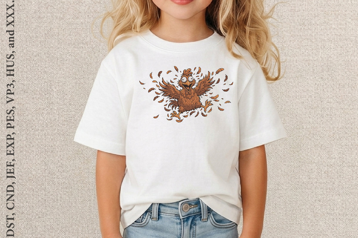 Funny Chicken Embroidery Design – Cute Funny Chicken Machine Embroidery Pattern, Farm Animal Embroidery Design