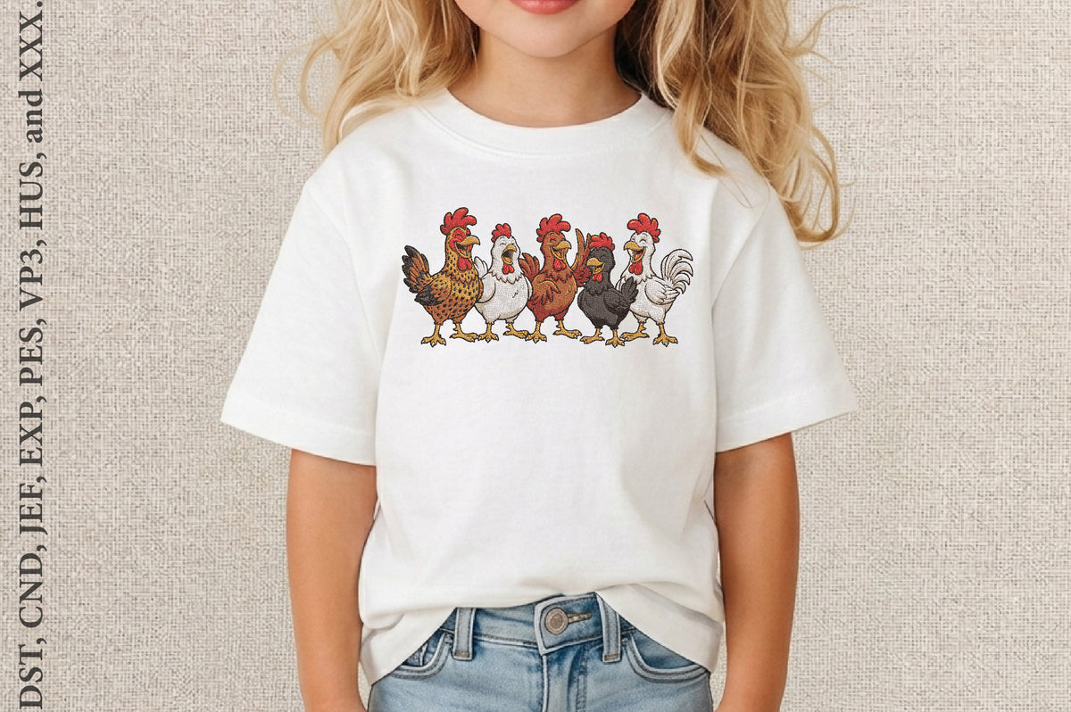 Funny Chicken Embroidery Design – Cute Funny Chicken Machine Embroidery Pattern, Farm Animal & Country Embroidery Design
