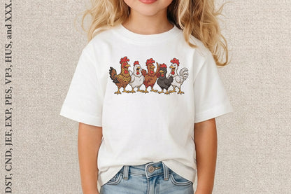 Funny Chicken Embroidery Design – Cute Funny Chicken Machine Embroidery Pattern, Farm Animal & Country Embroidery Design