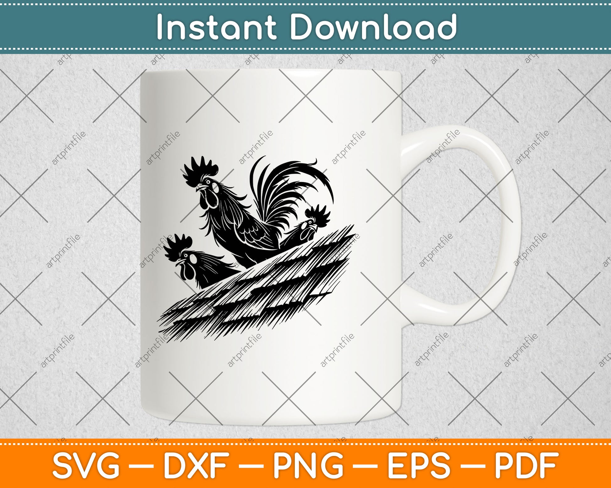 Funny Chicken Peeking Rooster Svg Digital Cutting File