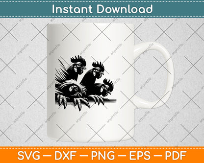Funny Chicken Peeking Rooster Svg Digital Cutting File