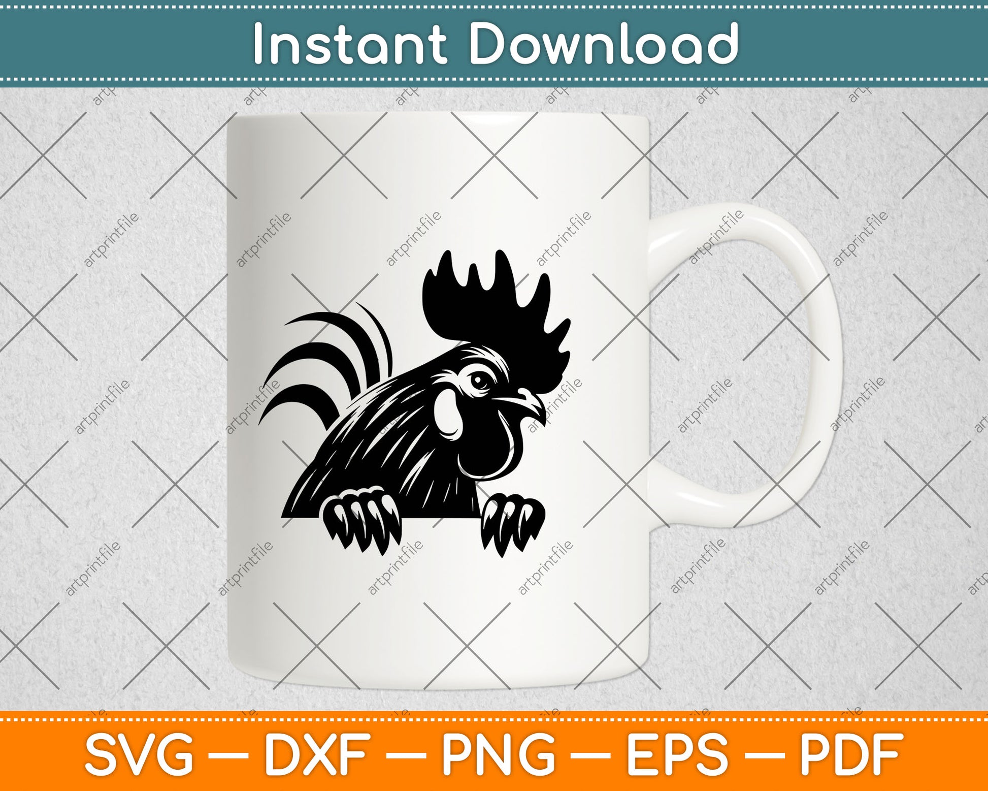 Funny Chicken Peeking Rooster Svg Digital Cutting File