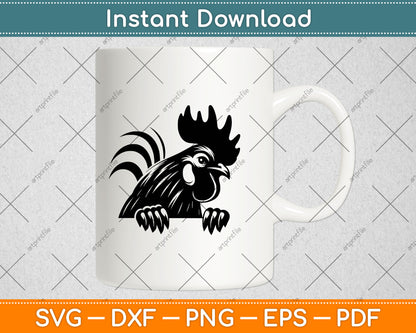 Funny Chicken Peeking Rooster Svg Digital Cutting File