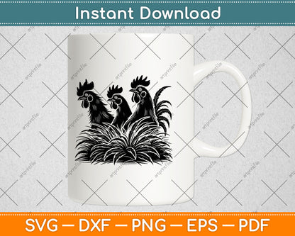 Funny Chicken Peeking Rooster Svg Digital Craft Cutting File
