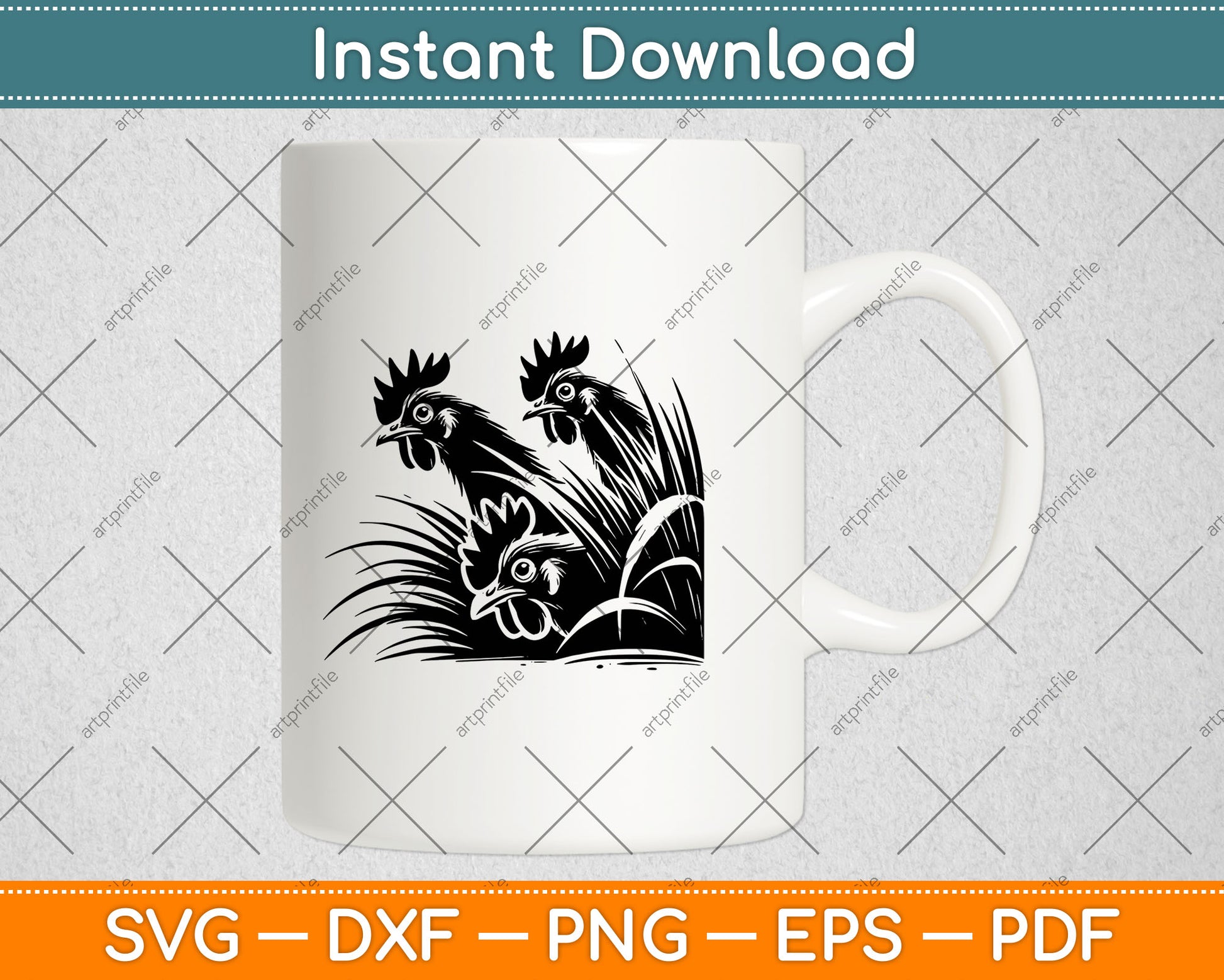 Funny Chicken Peeking Rooster Svg Png Dxf Digital Cutting File