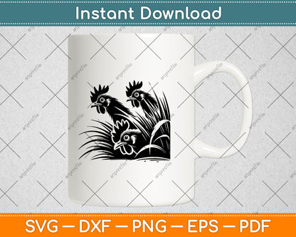Funny Chicken Peeking Rooster Svg Png Dxf Digital Cutting File