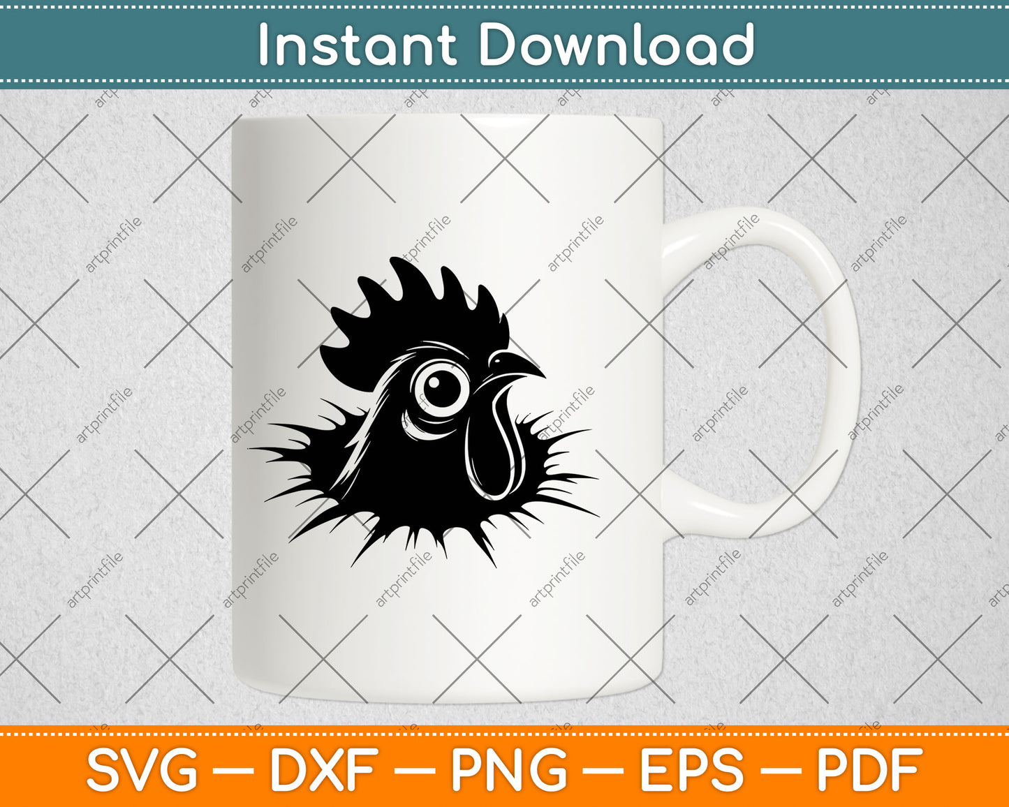 Funny Chicken Peeking Rooster Svg Digital Cutting File