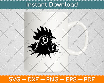 Funny Chicken Peeking Rooster Svg Digital Cutting File