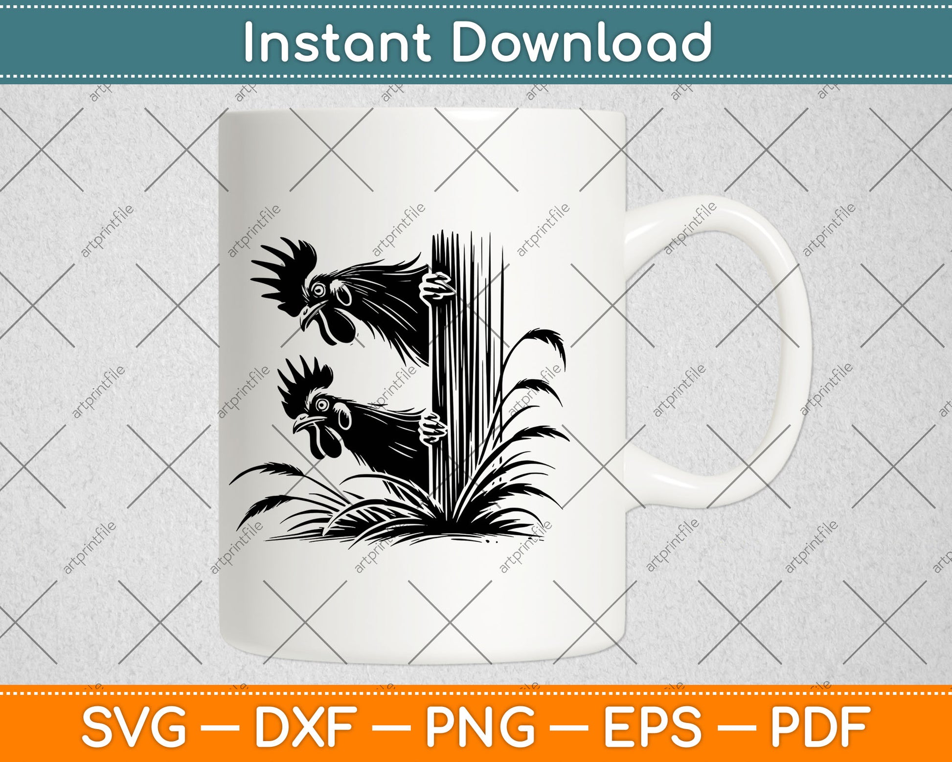 Funny Chicken Peeking Rooster Svg Digital Cutting File