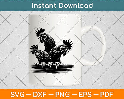 Funny Chicken Peeking Rooster Svg Digital Cutting File
