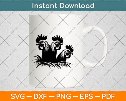 Funny Chicken Peeking Rooster Svg Digital Cutting File