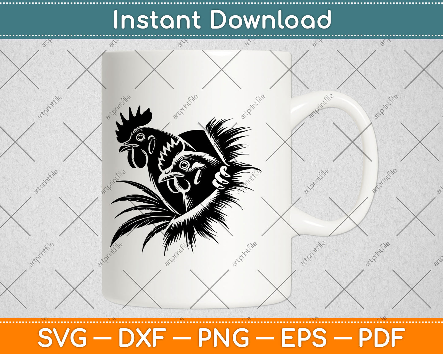 Funny Chicken Peeking Rooster Svg Digital Cutting File