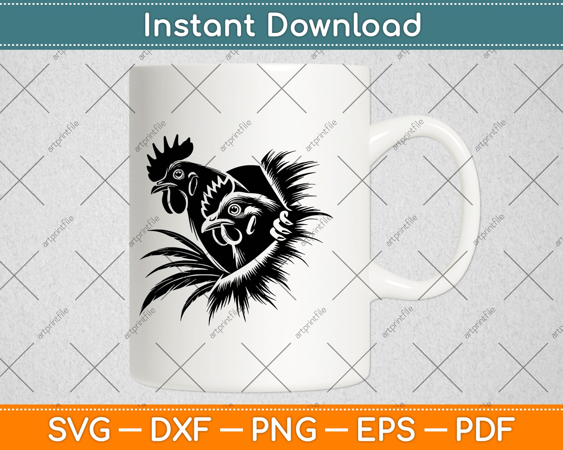 Funny Chicken Peeking Rooster Svg Digital Cutting File