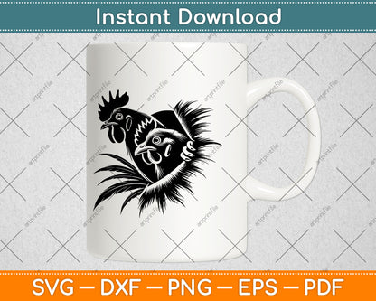 Funny Chicken Peeking Rooster Svg Digital Cutting File
