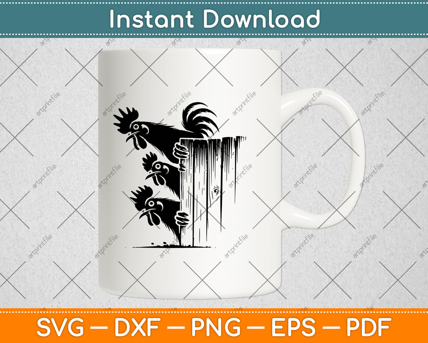 Funny Chicken Peeking Rooster Svg Digital Cutting File