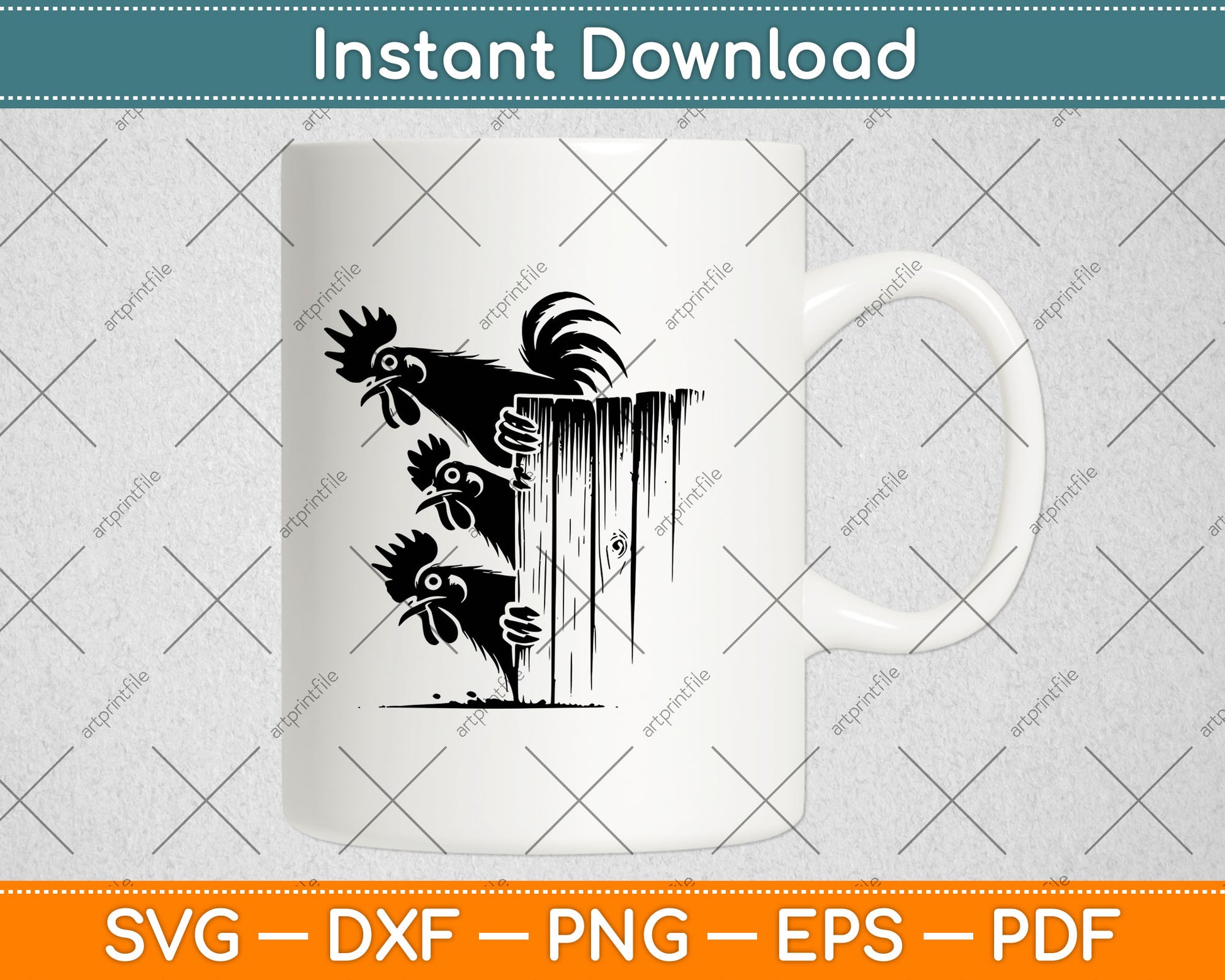 Funny Chicken Peeking Rooster Svg Digital Cutting File