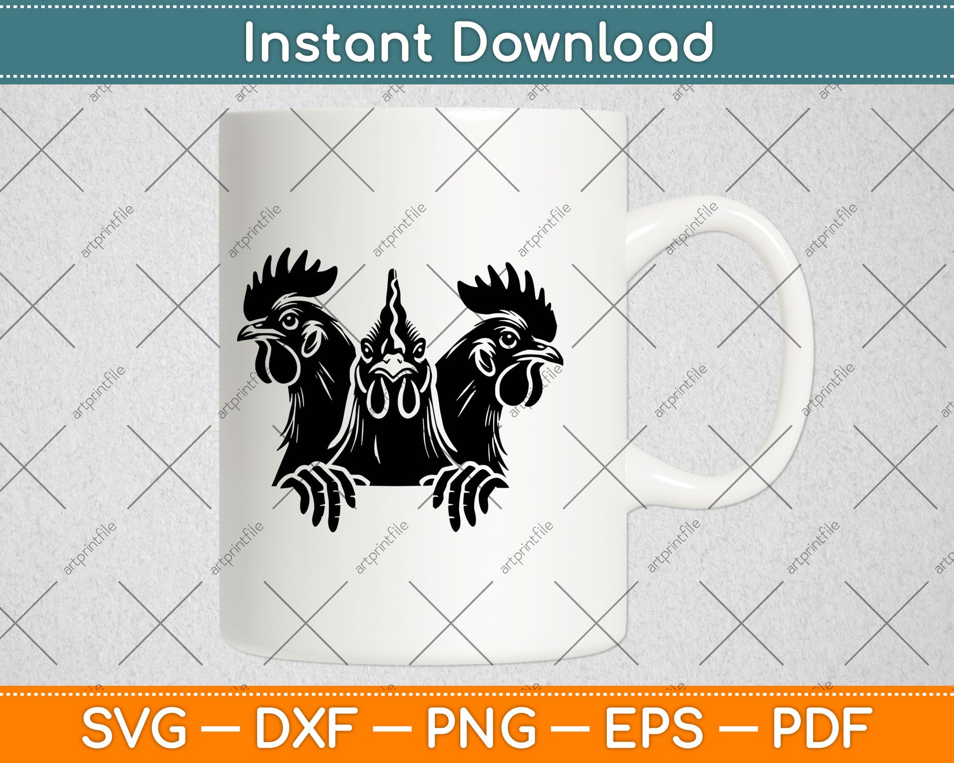Funny Chicken Peeking Rooster Svg Digital Cutting File