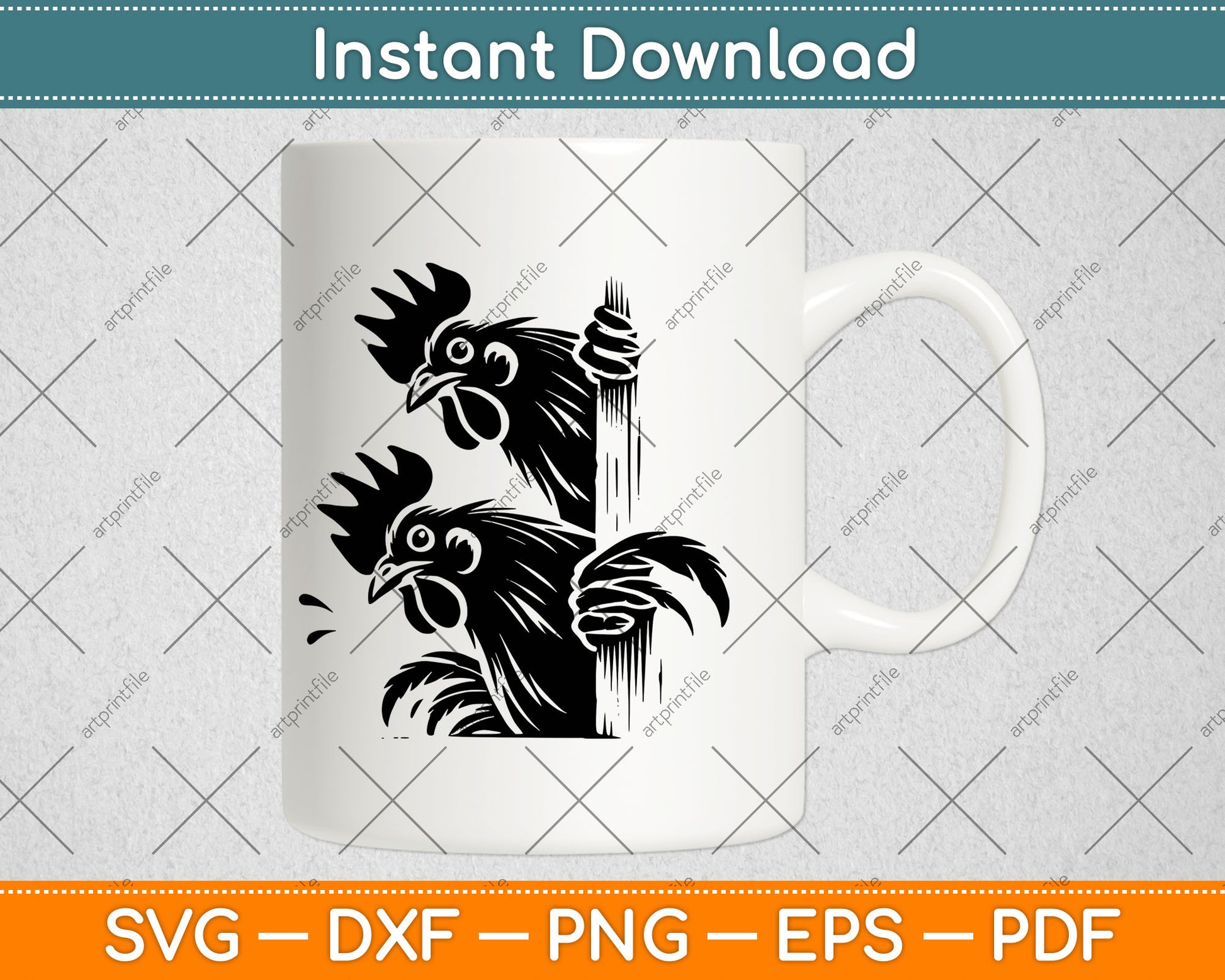 Funny Chicken Peeking Rooster Svg Digital Cutting File