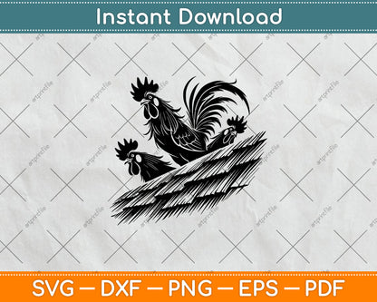 Funny Chicken Peeking Rooster Svg Digital Cutting File