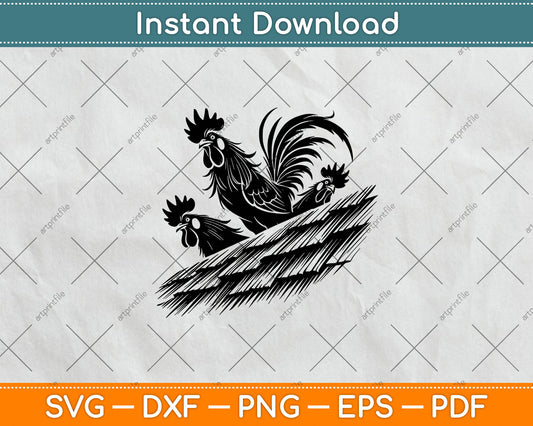 Funny Chicken Peeking Rooster Svg Digital Cutting File
