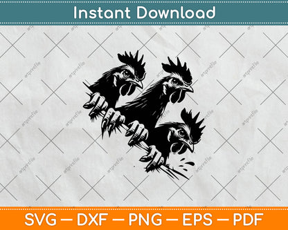 Funny Chicken Peeking Rooster Svg Digital Cut File