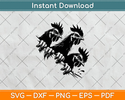 Funny Chicken Peeking Rooster Svg Digital Cut File