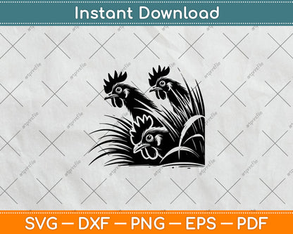 Funny Chicken Peeking Rooster Svg Png Dxf Digital Cutting File