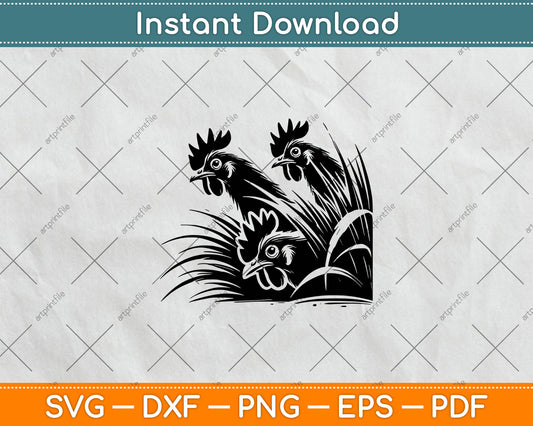 Funny Chicken Peeking Rooster Svg Png Dxf Digital Cutting File