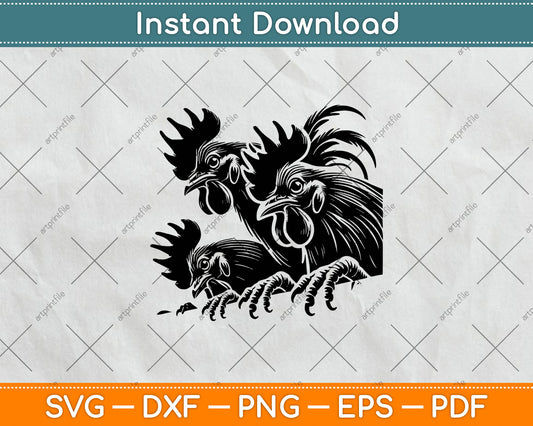 Funny Chicken Peeking Rooster Svg Design Digital Cutting File