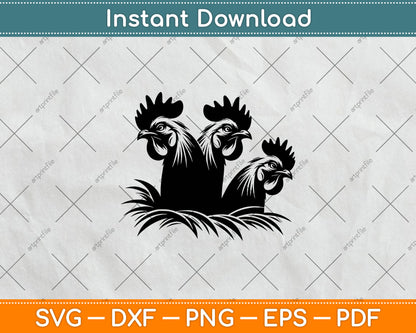 Funny Chicken Peeking Rooster Svg Digital Cutting File