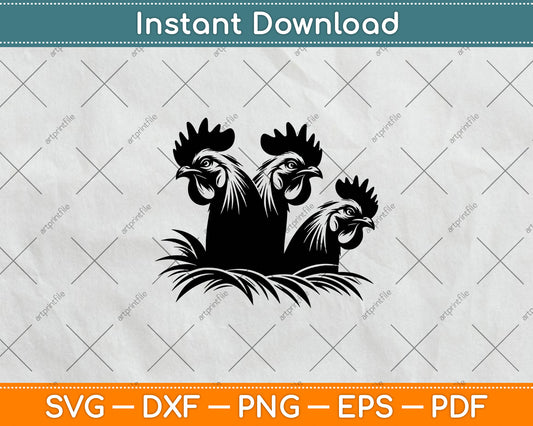 Funny Chicken Peeking Rooster Svg Digital Cutting File