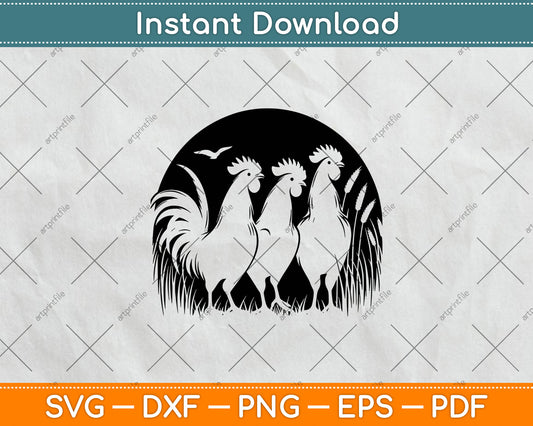 Funny Chicken Peeking Rooster Svg Digital Cutting File