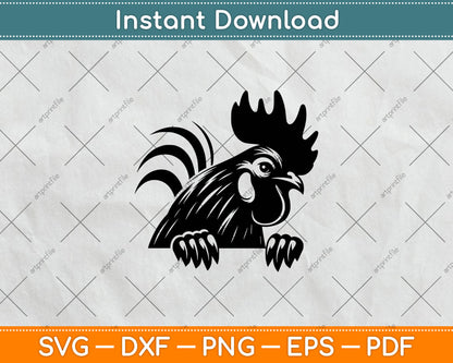 Funny Chicken Peeking Rooster Svg Digital Cutting File