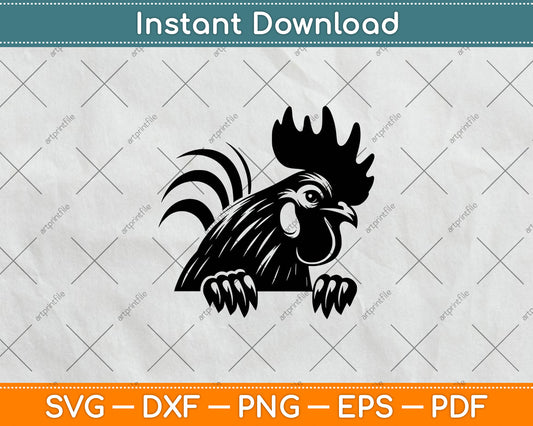 Funny Chicken Peeking Rooster Svg Digital Cutting File