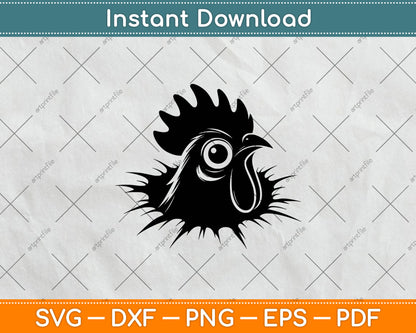 Funny Chicken Peeking Rooster Svg Digital Cutting File