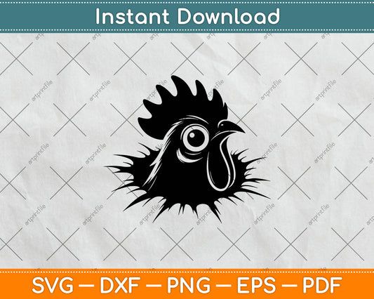 Funny Chicken Peeking Rooster Svg Digital Cutting File