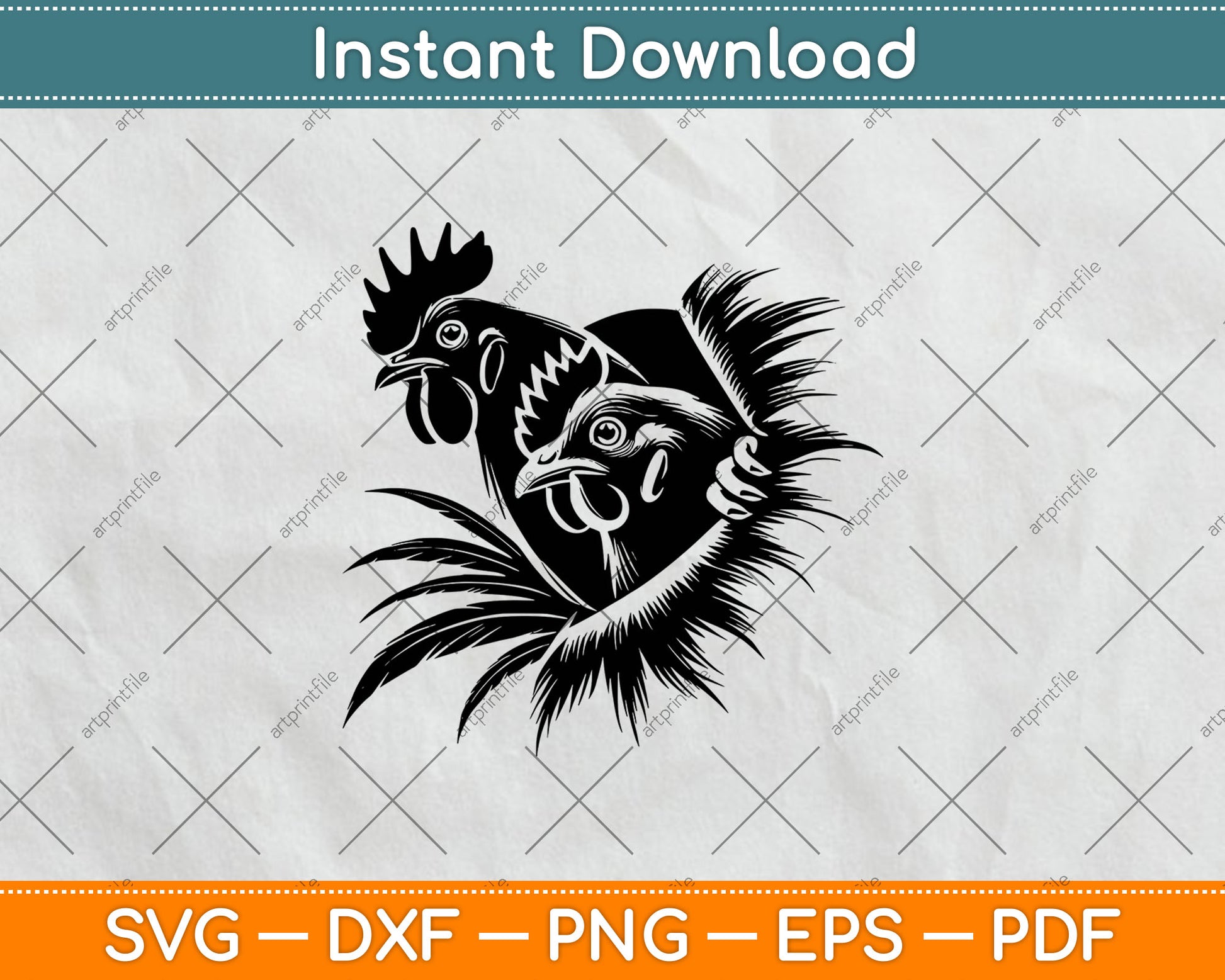 Funny Chicken Peeking Rooster Svg Digital Cutting File