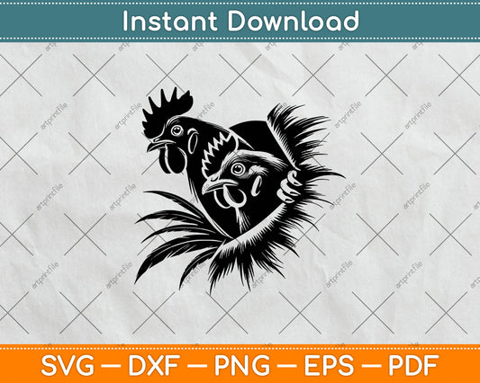 Funny Chicken Peeking Rooster Svg Digital Cutting File