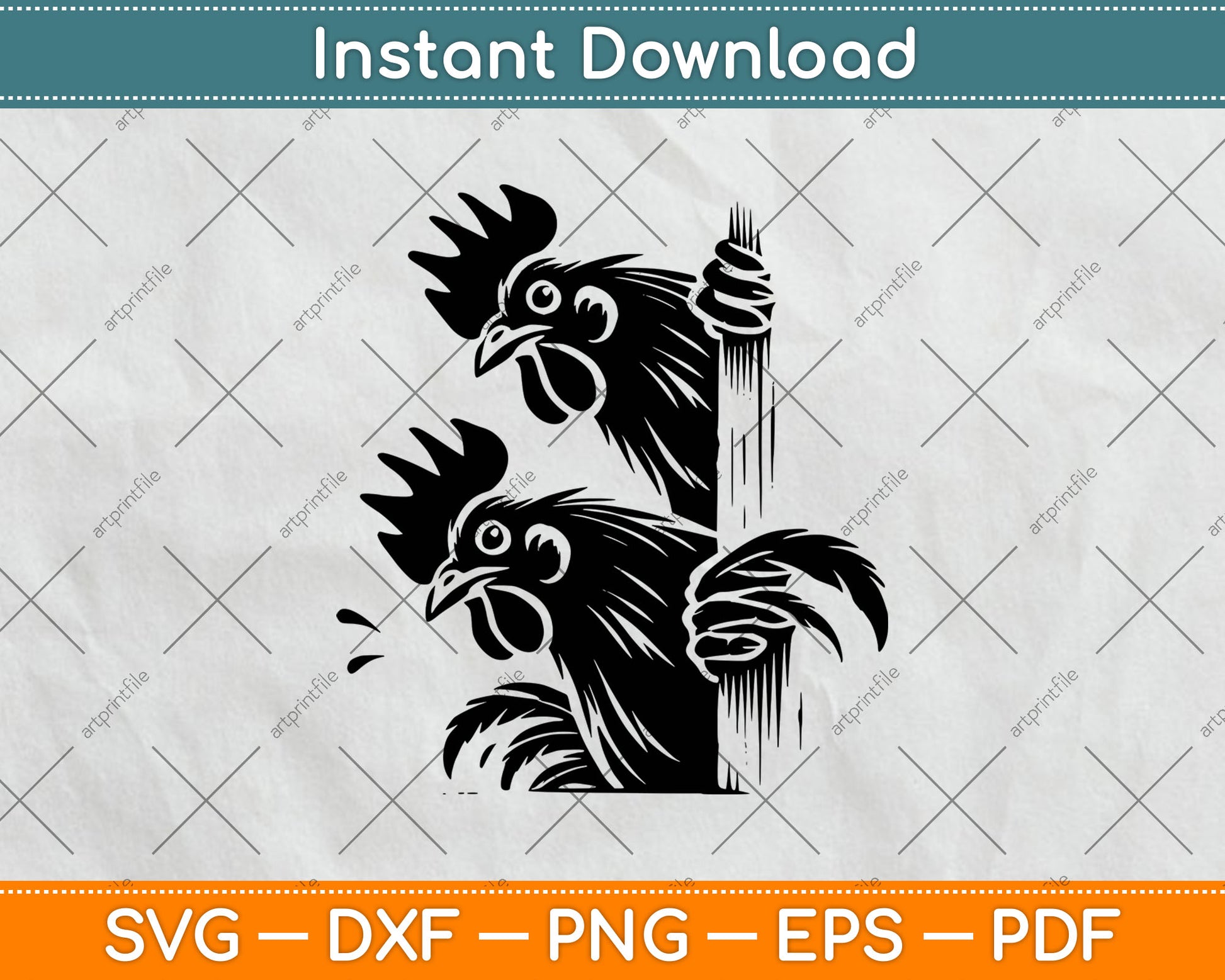 Funny Chicken Peeking Rooster Svg Digital Cutting File