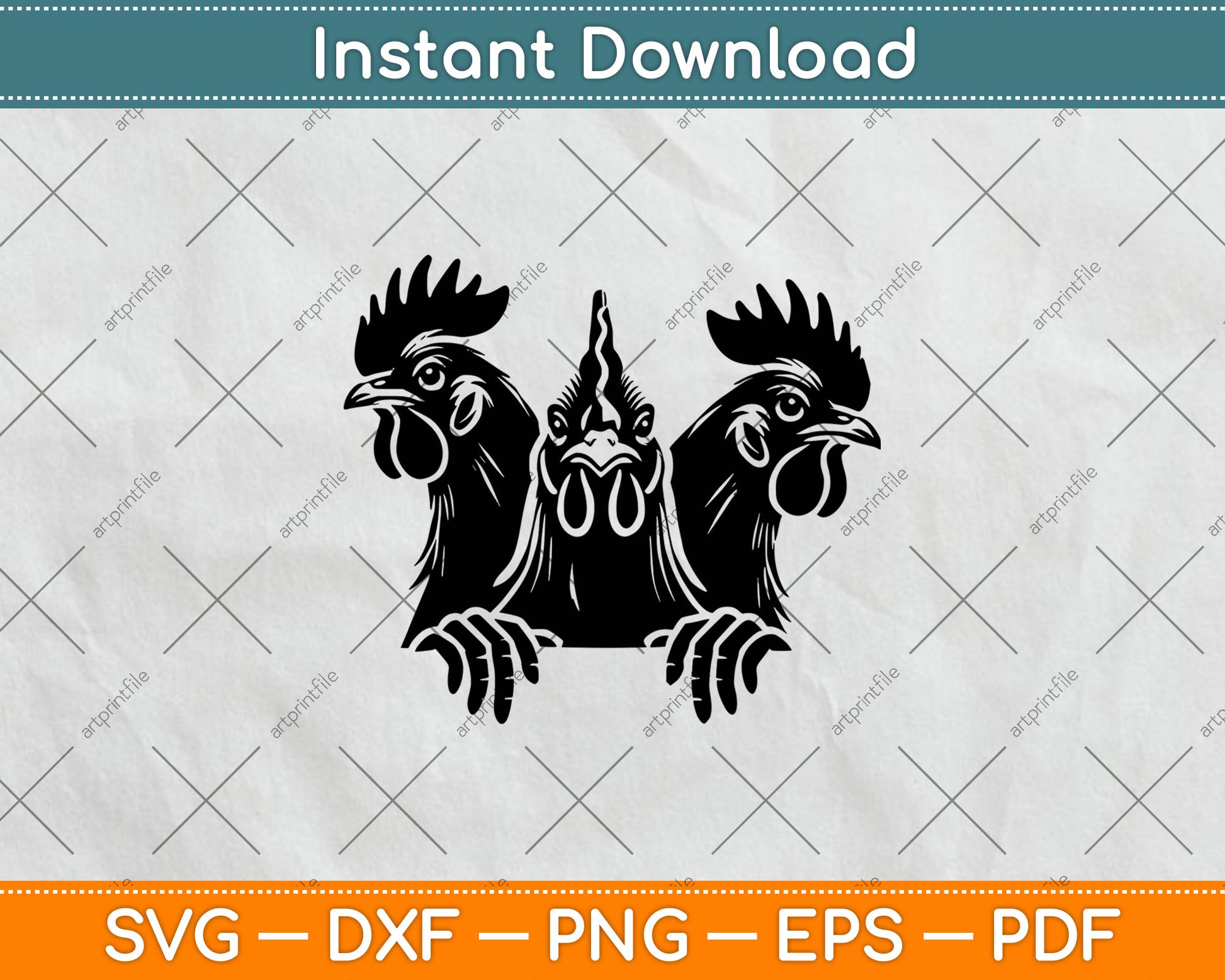 Funny Chicken Peeking Rooster Svg Digital Cutting File
