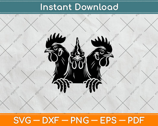 Funny Chicken Peeking Rooster Svg Digital Cutting File