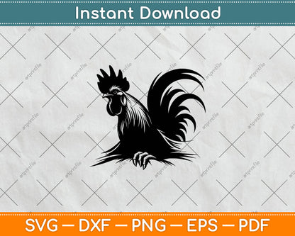 Funny Chicken Peeking Rooster Svg Digital Cutting File