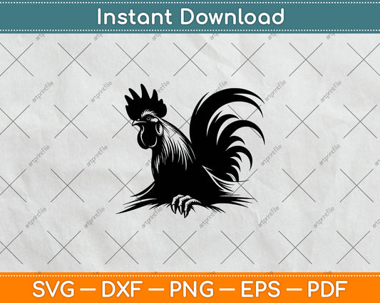 Funny Chicken Peeking Rooster Svg Digital Cutting File