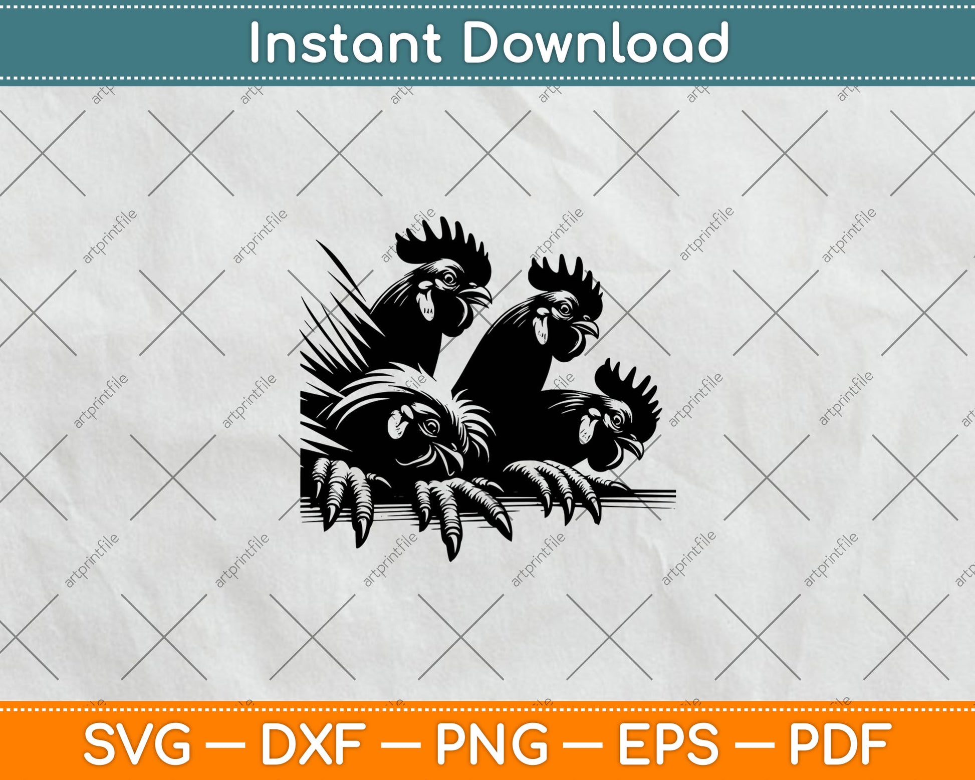 Funny Chicken Peeking Rooster Svg Digital Cutting File