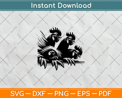 Funny Chicken Peeking Rooster Svg Digital Cutting File