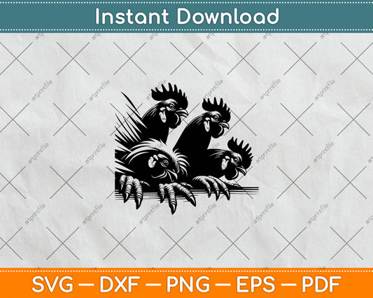Funny Chicken Peeking Rooster Svg Digital Cutting File