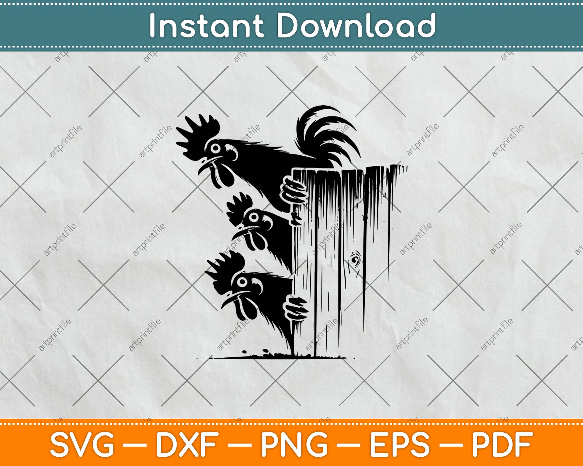 Funny Chicken Peeking Rooster Svg Digital Cutting File