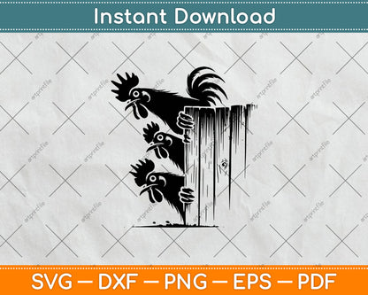 Funny Chicken Peeking Rooster Svg Digital Cutting File